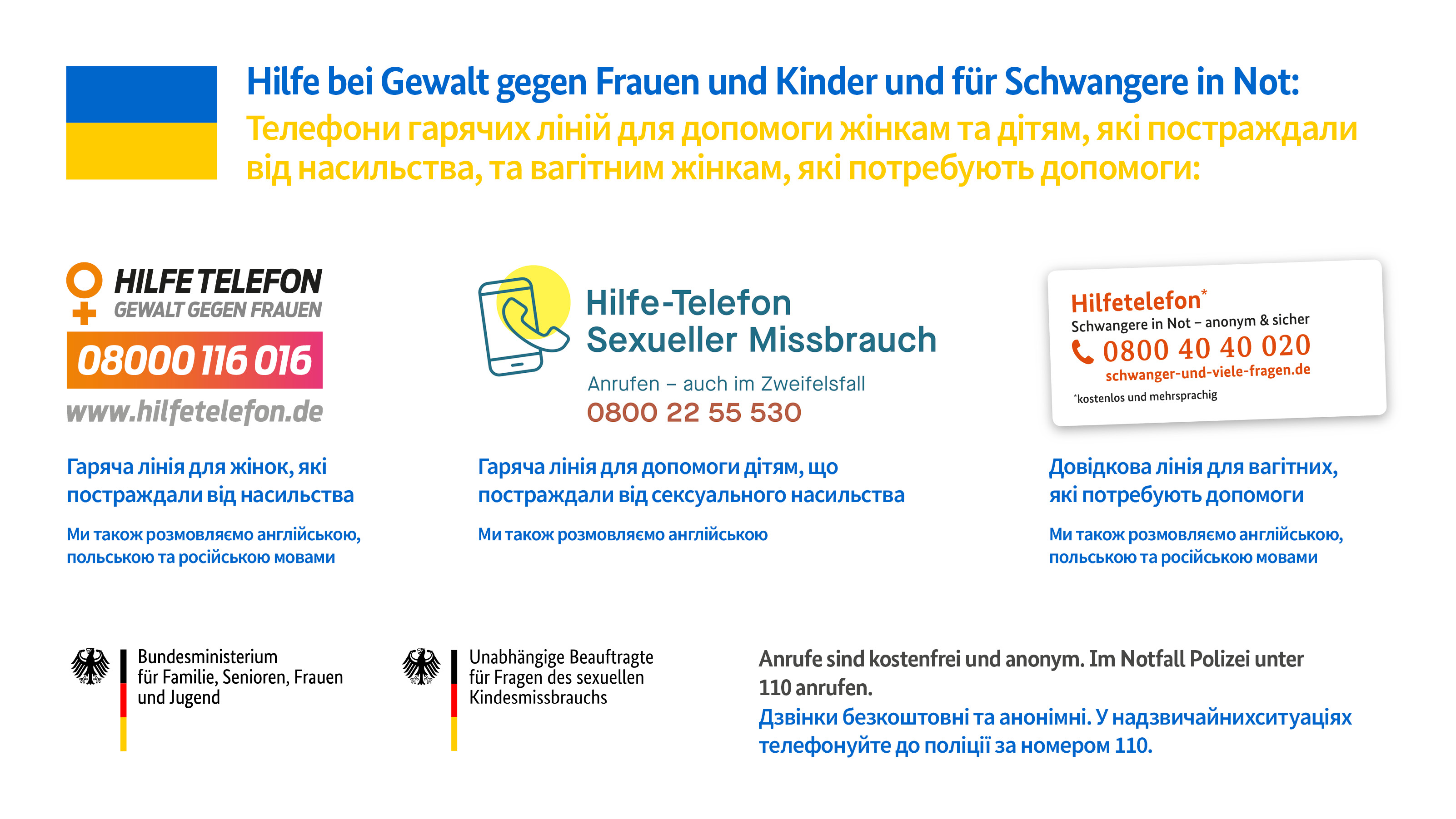 Grafik mit Hilfeangeboten für geflüchtete Frauen und Kinder aus der Ukraine