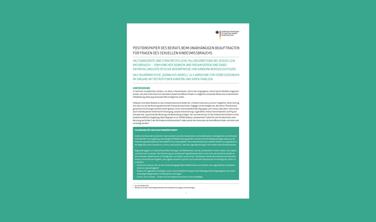 Cover des Positionspapiers