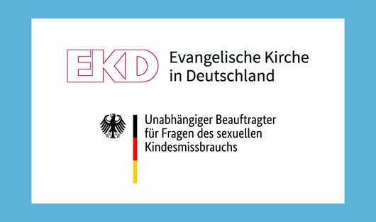 Evangelische Kirchen Deutschland und der Unabhängige Beauftragte für Fragen des sexuellen Kindesmissbrauchs Logos